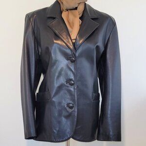 Mallorca Spain Calf-soft Black Leather Ladies Size 44 (or unisex) NWO Tag Blazer